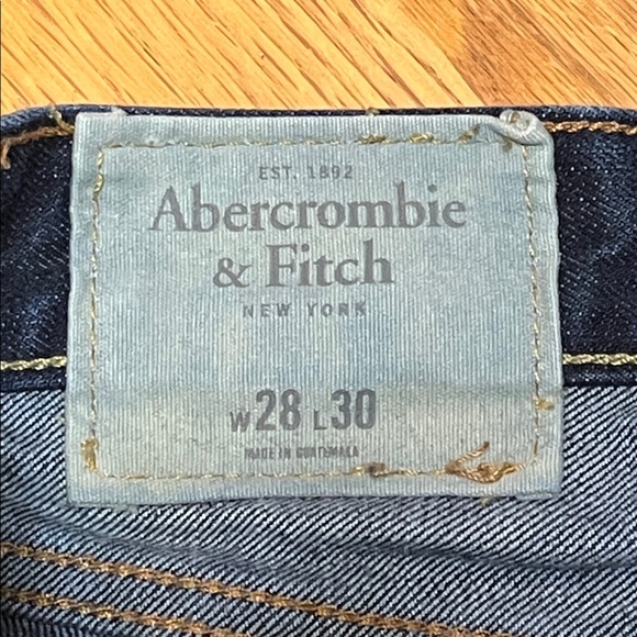 A & F Button Fly Slim Straight Thick Strong Warm Denim Blue Jean Mens W/28 L/30 - Picture 12 of 12